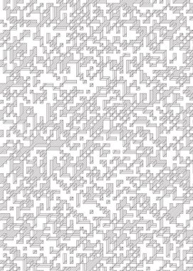 Edward Zajec 'in 1971' deki Il Cubo 'sunun uygulanması. Esasen 8 taştan oluşan bir Truchet fayans seti ve yerleştirme sanatı illüstrasyonu için kurallar