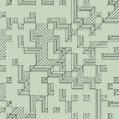 Edward Zajec 'in 1971' deki Il Cubo 'sunun uygulanması. Esasen 8 taştan oluşan bir Truchet fayans seti ve yerleştirme sanatı illüstrasyonu için kurallar