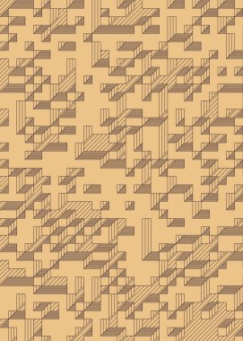 Edward Zajec 'in 1971' deki Il Cubo 'sunun uygulanması. Esasen 8 taştan oluşan bir Truchet fayans seti ve yerleştirme sanatı illüstrasyonu için kurallar