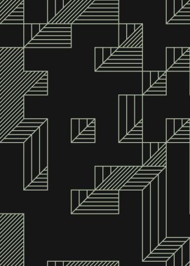 Edward Zajec 'in 1971' deki Il Cubo 'sunun uygulanması. Esasen 8 taştan oluşan bir Truchet fayans seti ve yerleştirme sanatı illüstrasyonu için kurallar