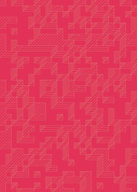 Edward Zajec 'in 1971' deki Il Cubo 'sunun uygulanması. Esasen 8 taştan oluşan bir Truchet fayans seti ve yerleştirme sanatı illüstrasyonu için kurallar