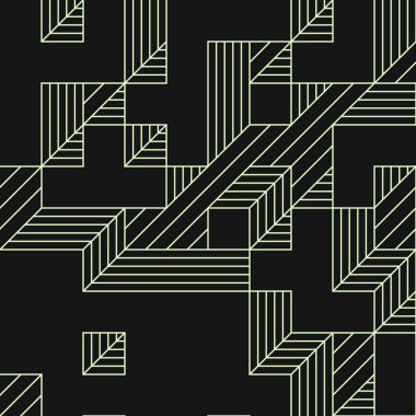 Edward Zajec 'in 1971' deki Il Cubo 'sunun uygulanması. Esasen 8 taştan oluşan bir Truchet fayans seti ve yerleştirme sanatı illüstrasyonu için kurallar