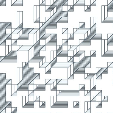 Edward Zajec 'in 1971' deki Il Cubo 'sunun uygulanması. Esasen 8 taştan oluşan bir Truchet fayans seti ve yerleştirme sanatı illüstrasyonu için kurallar