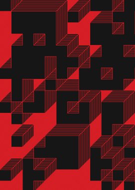 Edward Zajec 'in 1971' deki Il Cubo 'sunun uygulanması. Esasen 8 taştan oluşan bir Truchet fayans seti ve yerleştirme sanatı illüstrasyonu için kurallar