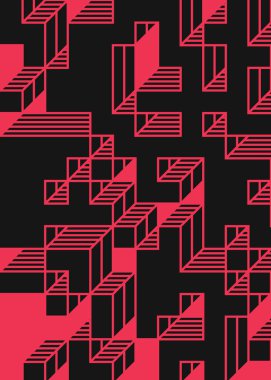 Edward Zajec 'in 1971' deki Il Cubo 'sunun uygulanması. Esasen 8 taştan oluşan bir Truchet fayans seti ve yerleştirme sanatı illüstrasyonu için kurallar