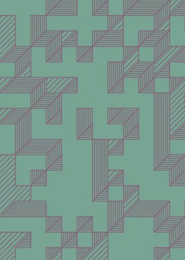 Edward Zajec 'in 1971' deki Il Cubo 'sunun uygulanması. Esasen 8 taştan oluşan bir Truchet fayans seti ve yerleştirme sanatı illüstrasyonu için kurallar