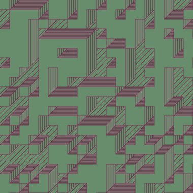 Edward Zajec 'in 1971' deki Il Cubo 'sunun uygulanması. Esasen 8 taştan oluşan bir Truchet fayans seti ve yerleştirme sanatı illüstrasyonu için kurallar