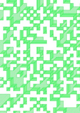 Edward Zajec 'in 1971' deki Il Cubo 'sunun uygulanması. Esasen 8 taştan oluşan bir Truchet fayans seti ve yerleştirme sanatı illüstrasyonu için kurallar