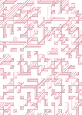 Edward Zajec 'in 1971' deki Il Cubo 'sunun uygulanması. Esasen 8 taştan oluşan bir Truchet fayans seti ve yerleştirme sanatı illüstrasyonu için kurallar