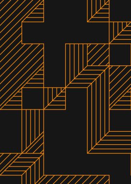 Edward Zajec 'in 1971' deki Il Cubo 'sunun uygulanması. Esasen 8 taştan oluşan bir Truchet fayans seti ve yerleştirme sanatı illüstrasyonu için kurallar