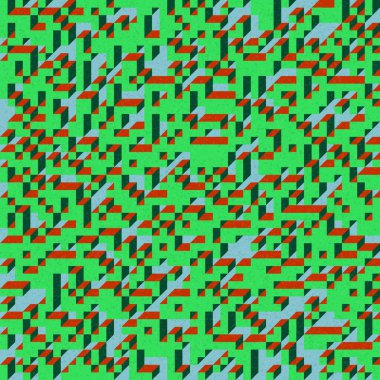 Edward Zajec 'in 1971' deki Il Cubo 'sunun uygulanması. Esasen 8 taştan oluşan bir Truchet fayans seti ve yerleştirme sanatı illüstrasyonu için kurallar