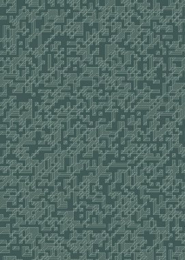 Edward Zajec 'in 1971' deki Il Cubo 'sunun uygulanması. Esasen 8 taştan oluşan bir Truchet fayans seti ve yerleştirme sanatı illüstrasyonu için kurallar