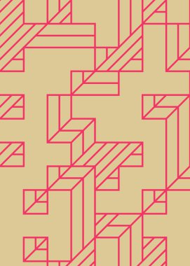 Edward Zajec 'in 1971' deki Il Cubo 'sunun uygulanması. Esasen 8 taştan oluşan bir Truchet fayans seti ve yerleştirme sanatı illüstrasyonu için kurallar