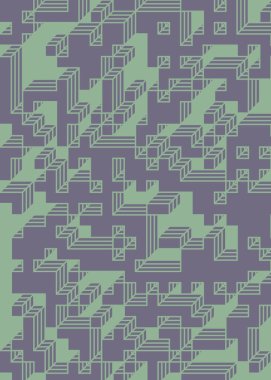 Edward Zajec 'in 1971' deki Il Cubo 'sunun uygulanması. Esasen 8 taştan oluşan bir Truchet fayans seti ve yerleştirme sanatı illüstrasyonu için kurallar