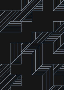 Edward Zajec 'in 1971' deki Il Cubo 'sunun uygulanması. Esasen 8 taştan oluşan bir Truchet fayans seti ve yerleştirme sanatı illüstrasyonu için kurallar