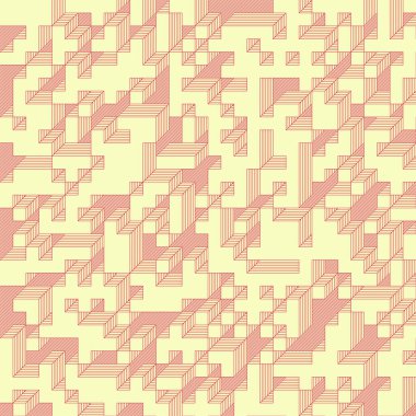 Edward Zajec 'in 1971' deki Il Cubo 'sunun uygulanması. Esasen 8 taştan oluşan bir Truchet fayans seti ve yerleştirme sanatı illüstrasyonu için kurallar