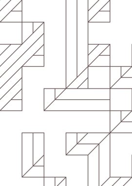 Edward Zajec 'in 1971' deki Il Cubo 'sunun uygulanması. Esasen 8 taştan oluşan bir Truchet fayans seti ve yerleştirme sanatı illüstrasyonu için kurallar