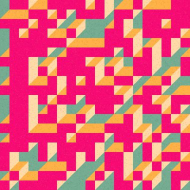 Edward Zajec 'in 1971' deki Il Cubo 'sunun uygulanması. Esasen 8 taştan oluşan bir Truchet fayans seti ve yerleştirme sanatı illüstrasyonu için kurallar