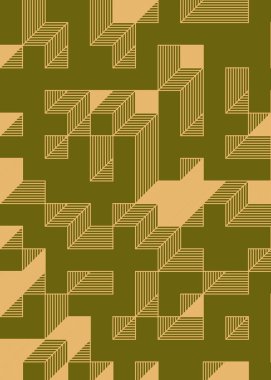 Edward Zajec 'in 1971' deki Il Cubo 'sunun uygulanması. Esasen 8 taştan oluşan bir Truchet fayans seti ve yerleştirme sanatı illüstrasyonu için kurallar