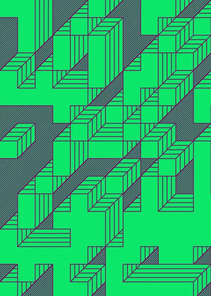 Edward Zajec 'in 1971' deki Il Cubo 'sunun uygulanması. Esasen 8 taştan oluşan bir Truchet fayans seti ve yerleştirme sanatı illüstrasyonu için kurallar