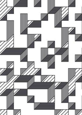 Edward Zajec 'in 1971' deki Il Cubo 'sunun uygulanması. Esasen 8 taştan oluşan bir Truchet fayans seti ve yerleştirme sanatı illüstrasyonu için kurallar