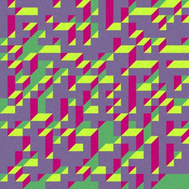 Edward Zajec 'in 1971' deki Il Cubo 'sunun uygulanması. Esasen 8 taştan oluşan bir Truchet fayans seti ve yerleştirme sanatı illüstrasyonu için kurallar