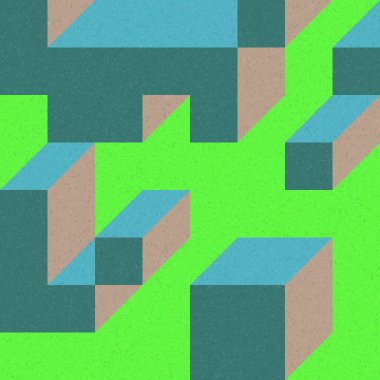 Edward Zajec 'in 1971' deki Il Cubo 'sunun uygulanması. Esasen 8 taştan oluşan bir Truchet fayans seti ve yerleştirme sanatı illüstrasyonu için kurallar