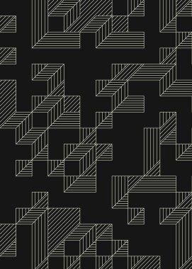 Edward Zajec 'in 1971' deki Il Cubo 'sunun uygulanması. Esasen 8 taştan oluşan bir Truchet fayans seti ve yerleştirme sanatı illüstrasyonu için kurallar