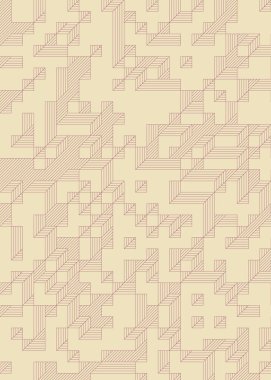 Edward Zajec 'in 1971' deki Il Cubo 'sunun uygulanması. Esasen 8 taştan oluşan bir Truchet fayans seti ve yerleştirme sanatı illüstrasyonu için kurallar