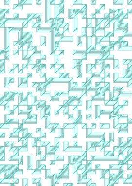 Edward Zajec 'in 1971' deki Il Cubo 'sunun uygulanması. Esasen 8 taştan oluşan bir Truchet fayans seti ve yerleştirme sanatı illüstrasyonu için kurallar