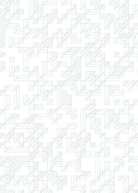 Edward Zajec 'in 1971' deki Il Cubo 'sunun uygulanması. Esasen 8 taştan oluşan bir Truchet fayans seti ve yerleştirme sanatı illüstrasyonu için kurallar