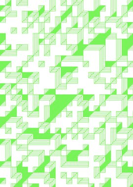 Edward Zajec 'in 1971' deki Il Cubo 'sunun uygulanması. Esasen 8 taştan oluşan bir Truchet fayans seti ve yerleştirme sanatı illüstrasyonu için kurallar