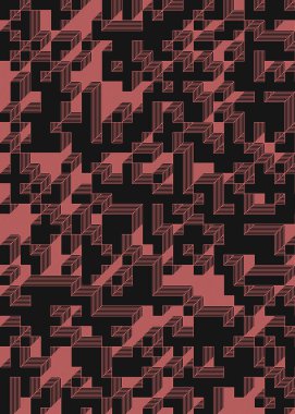 Edward Zajec 'in 1971' deki Il Cubo 'sunun uygulanması. Esasen 8 taştan oluşan bir Truchet fayans seti ve yerleştirme sanatı illüstrasyonu için kurallar