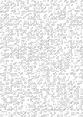 Edward Zajec 'in 1971' deki Il Cubo 'sunun uygulanması. Esasen 8 taştan oluşan bir Truchet fayans seti ve yerleştirme sanatı illüstrasyonu için kurallar