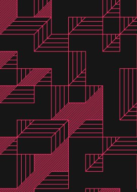 Edward Zajec 'in 1971' deki Il Cubo 'sunun uygulanması. Esasen 8 taştan oluşan bir Truchet fayans seti ve yerleştirme sanatı illüstrasyonu için kurallar