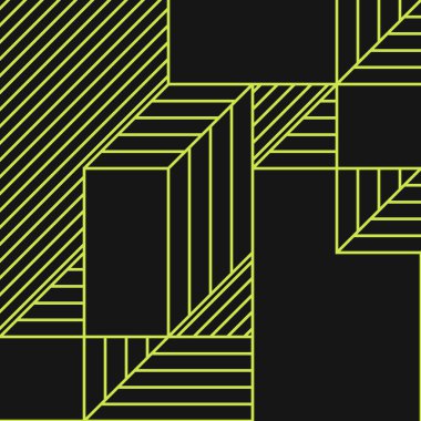 Edward Zajec 'in 1971' deki Il Cubo 'sunun uygulanması. Esasen 8 taştan oluşan bir Truchet fayans seti ve yerleştirme sanatı illüstrasyonu için kurallar