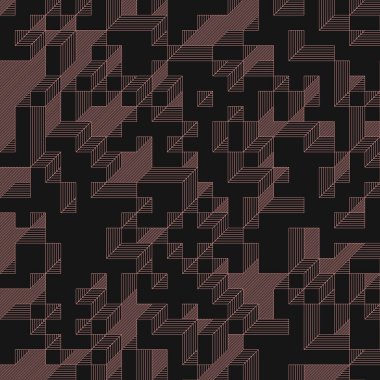 Edward Zajec 'in 1971' deki Il Cubo 'sunun uygulanması. Esasen 8 taştan oluşan bir Truchet fayans seti ve yerleştirme sanatı illüstrasyonu için kurallar