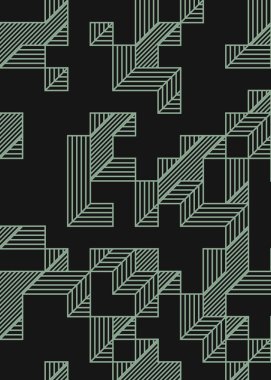 Edward Zajec 'in 1971' deki Il Cubo 'sunun uygulanması. Esasen 8 taştan oluşan bir Truchet fayans seti ve yerleştirme sanatı illüstrasyonu için kurallar