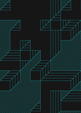 Edward Zajec 'in 1971' deki Il Cubo 'sunun uygulanması. Esasen 8 taştan oluşan bir Truchet fayans seti ve yerleştirme sanatı illüstrasyonu için kurallar