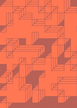 Edward Zajec 'in 1971' deki Il Cubo 'sunun uygulanması. Esasen 8 taştan oluşan bir Truchet fayans seti ve yerleştirme sanatı illüstrasyonu için kurallar