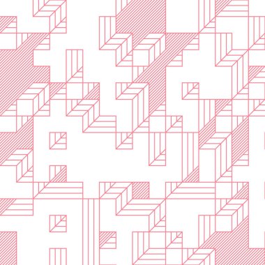 Edward Zajec 'in 1971' deki Il Cubo 'sunun uygulanması. Esasen 8 taştan oluşan bir Truchet fayans seti ve yerleştirme sanatı illüstrasyonu için kurallar