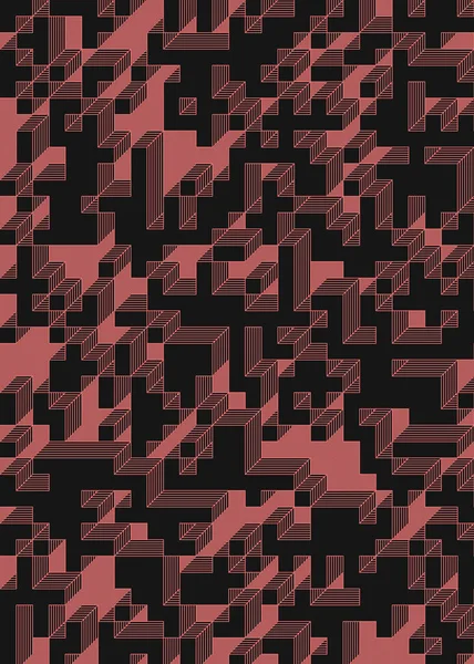 Edward Zajec 'in 1971' deki Il Cubo 'sunun uygulanması. Esasen 8 taştan oluşan bir Truchet fayans seti ve yerleştirme sanatı illüstrasyonu için kurallar