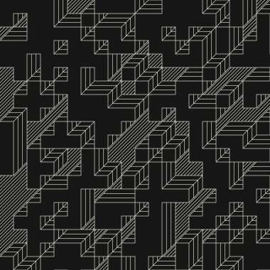 Edward Zajec 'in 1971' deki Il Cubo 'sunun uygulanması. Esasen 8 taştan oluşan bir Truchet fayans seti ve yerleştirme sanatı illüstrasyonu için kurallar