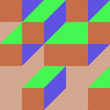 Edward Zajec 'in 1971' deki Il Cubo 'sunun uygulanması. Esasen 8 taştan oluşan bir Truchet fayans seti ve yerleştirme sanatı illüstrasyonu için kurallar