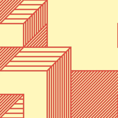 Edward Zajec 'in 1971' deki Il Cubo 'sunun uygulanması. Esasen 8 taştan oluşan bir Truchet fayans seti ve yerleştirme sanatı illüstrasyonu için kurallar