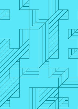 Edward Zajec 'in 1971' deki Il Cubo 'sunun uygulanması. Esasen 8 taştan oluşan bir Truchet fayans seti ve yerleştirme sanatı illüstrasyonu için kurallar