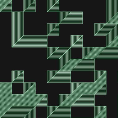 Edward Zajec 'in 1971' deki Il Cubo 'sunun uygulanması. Esasen 8 taştan oluşan bir Truchet fayans seti ve yerleştirme sanatı illüstrasyonu için kurallar