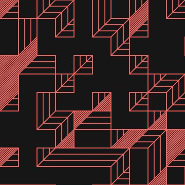 Edward Zajec 'in 1971' deki Il Cubo 'sunun uygulanması. Esasen 8 taştan oluşan bir Truchet fayans seti ve yerleştirme sanatı illüstrasyonu için kurallar