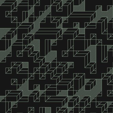 Edward Zajec 'in 1971' deki Il Cubo 'sunun uygulanması. Esasen 8 taştan oluşan bir Truchet fayans seti ve yerleştirme sanatı illüstrasyonu için kurallar