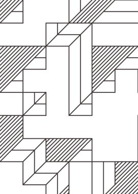 Edward Zajec 'in 1971' deki Il Cubo 'sunun uygulanması. Esasen 8 taştan oluşan bir Truchet fayans seti ve yerleştirme sanatı illüstrasyonu için kurallar